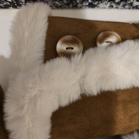 SO Chestnut Abigail Tan Brown Faux Suede Fur Trim Boots Calf Length Size 8.5 - Picture 13 of 17